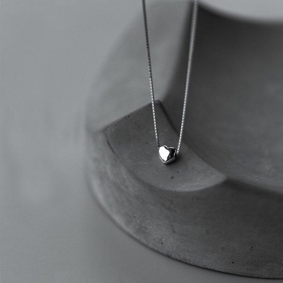 Dainty Romantic Heart Pendant Necklace Sterling Silver For Women - Picture 7 of 8